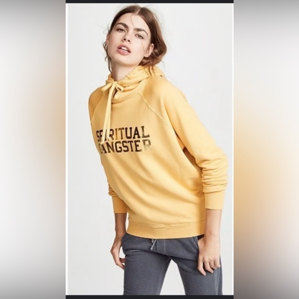 SPIRITUAL GANGSTER SG VARSITY RAGLAN YELLOW FOIL HOODIE